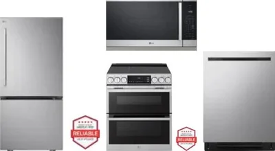 4 Piece Package Includes Refrigerator, Range, Microwave And Dishwasher