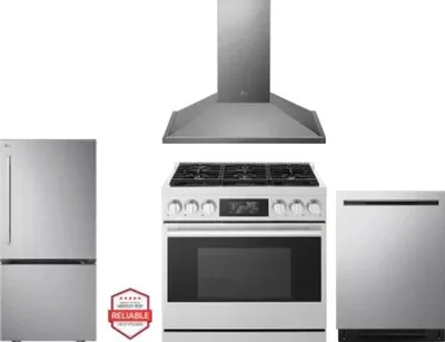 4 Piece Package Includes Refrigerator, Range, Hood And Dishwasher