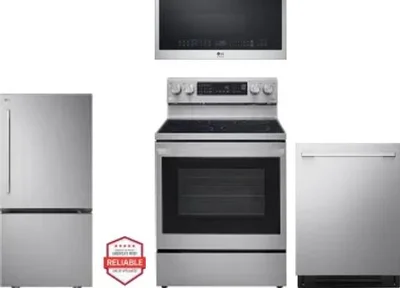 4 Piece Package Includes Refrigerator, Range, Microwave And Dishwasher