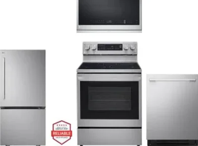 4 Piece Package Includes Refrigerator, Range, Microwave And Dishwasher