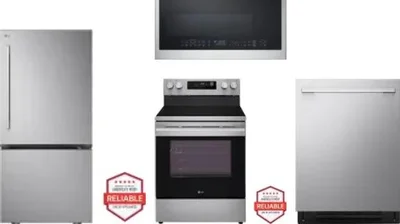4 Piece Package Includes Refrigerator, Range, Microwave And Dishwasher