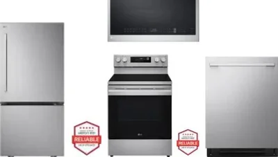 4 Piece Package Includes Refrigerator, Range, Microwave And Dishwasher