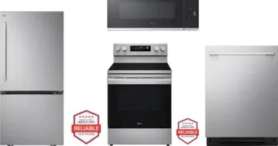 4 Piece Package Includes Refrigerator, Range, Microwave And Dishwasher