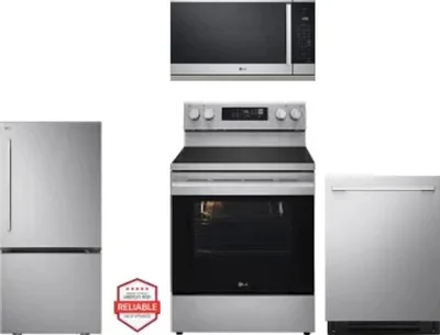 4 Piece Package Includes Refrigerator, Range, Microwave And Dishwasher