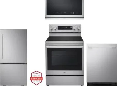 4 Piece Package Includes Refrigerator, Range, Microwave And Dishwasher