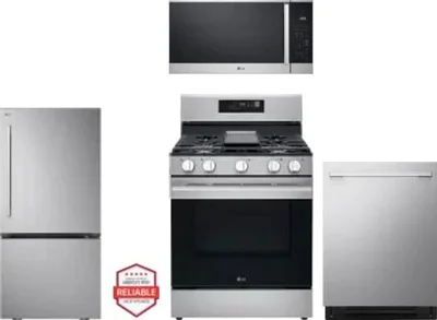 4 Piece Package Includes Refrigerator, Range, Microwave And Dishwasher