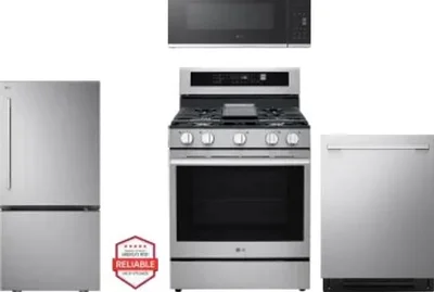 4 Piece Package Includes Refrigerator, Range, Microwave And Dishwasher