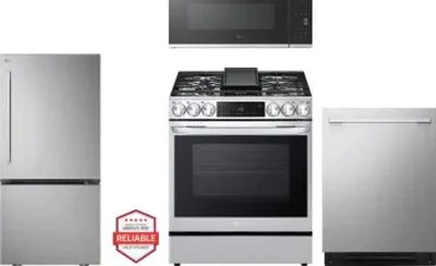 4 Piece Package Includes Refrigerator, Range, Microwave And Dishwasher