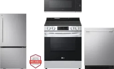 4 Piece Package Includes Refrigerator, Range, Microwave And Dishwasher
