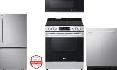 4 Piece Package Includes Refrigerator, Range, Microwave And Dishwasher