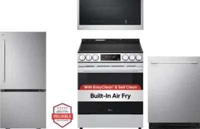4 Piece Package Includes Refrigerator, Range, Microwave And Dishwasher