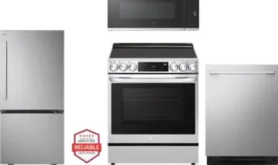 4 Piece Package Includes Refrigerator, Range, Microwave And Dishwasher