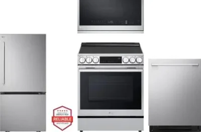 4 Piece Package Includes Refrigerator, Range, Microwave And Dishwasher