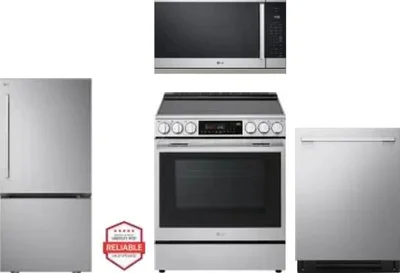 4 Piece Package Includes Refrigerator, Range, Microwave And Dishwasher