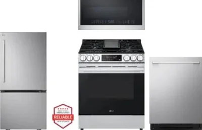 4 Piece Package Includes Refrigerator, Range, Microwave And Dishwasher
