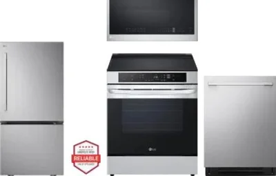 4 Piece Package Includes Refrigerator, Range, Microwave And Dishwasher