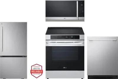4 Piece Package Includes Refrigerator, Range, Microwave And Dishwasher