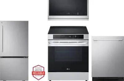4 Piece Package Includes Refrigerator, Range, Microwave And Dishwasher