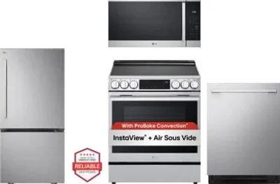 4 Piece Package Includes Refrigerator, Range, Microwave And Dishwasher