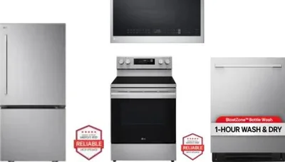 4 Piece Package Includes Refrigerator, Range, Microwave And Dishwasher