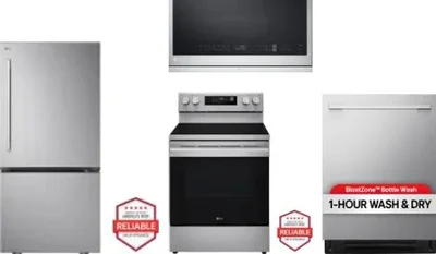 4 Piece Package Includes Refrigerator, Range, Microwave And Dishwasher