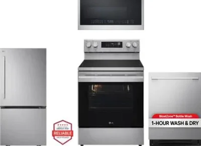 4 Piece Package Includes Refrigerator, Range, Microwave And Dishwasher