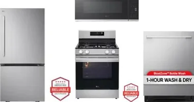 4 Piece Package Includes Refrigerator, Range, Microwave And Dishwasher