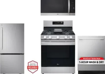 4 Piece Package Includes Refrigerator, Range, Microwave And Dishwasher