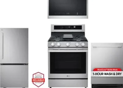 4 Piece Package Includes Refrigerator, Range, Microwave And Dishwasher