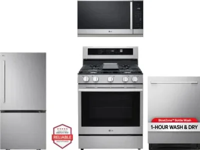4 Piece Package Includes Refrigerator, Range, Microwave And Dishwasher