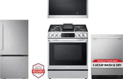 4 Piece Package Includes Refrigerator, Range, Microwave And Dishwasher