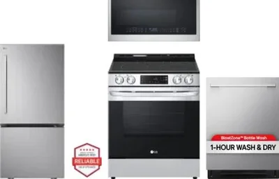 4 Piece Package Includes Refrigerator, Range, Microwave And Dishwasher