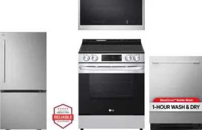 4 Piece Package Includes Refrigerator, Range, Microwave And Dishwasher