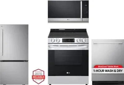 4 Piece Package Includes Refrigerator, Range, Microwave And Dishwasher