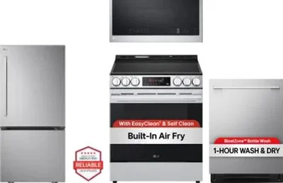 4 Piece Package Includes Refrigerator, Range, Microwave And Dishwasher