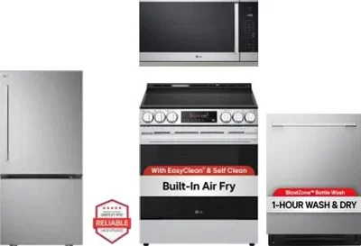 4 Piece Package Includes Refrigerator, Range, Microwave And Dishwasher