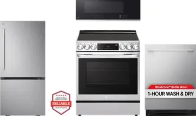 4 Piece Package Includes Refrigerator, Range, Microwave And Dishwasher