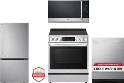 4 Piece Package Includes Refrigerator, Range, Microwave And Dishwasher