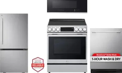 4 Piece Package Includes Refrigerator, Range, Microwave And Dishwasher