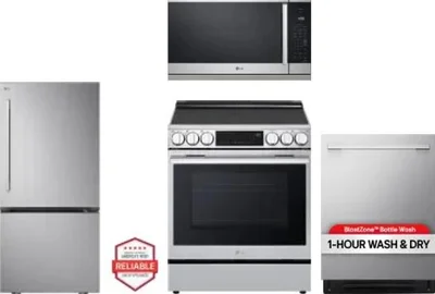 4 Piece Package Includes Refrigerator, Range, Microwave And Dishwasher