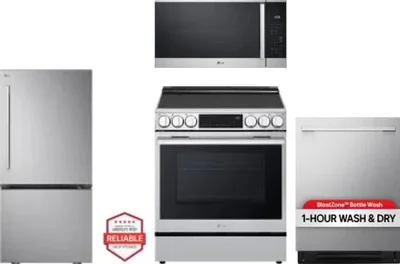 4 Piece Package Includes Refrigerator, Range, Microwave And Dishwasher
