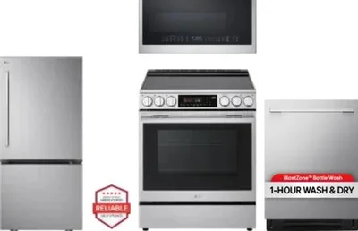 4 Piece Package Includes Refrigerator, Range, Microwave And Dishwasher
