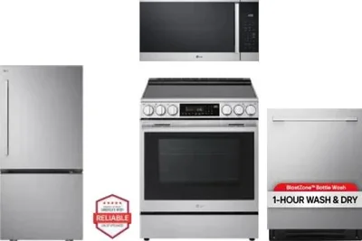 4 Piece Package Includes Refrigerator, Range, Microwave And Dishwasher