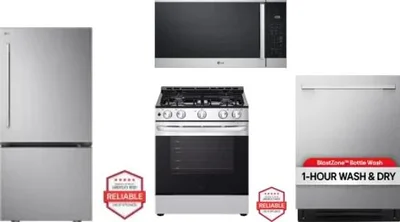 4 Piece Package Includes Refrigerator, Range, Microwave And Dishwasher