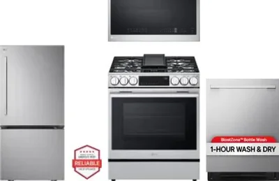 4 Piece Package Includes Refrigerator, Range, Microwave And Dishwasher