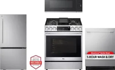 4 Piece Package Includes Refrigerator, Range, Microwave And Dishwasher