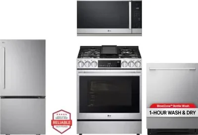 4 Piece Package Includes Refrigerator, Range, Microwave And Dishwasher