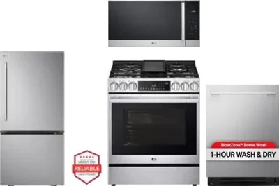 4 Piece Package Includes Refrigerator, Range, Microwave And Dishwasher