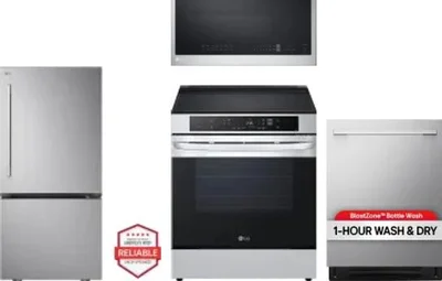 4 Piece Package Includes Refrigerator, Range, Microwave And Dishwasher