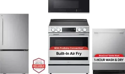 4 Piece Package Includes Refrigerator, Range, Microwave And Dishwasher